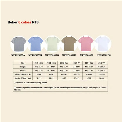 2025 Summer Breathable Kids Boy Girl T-Shirts Clothes Modal Solid Short Sleeve Tops For Infant Baby Tees Children's Clothing