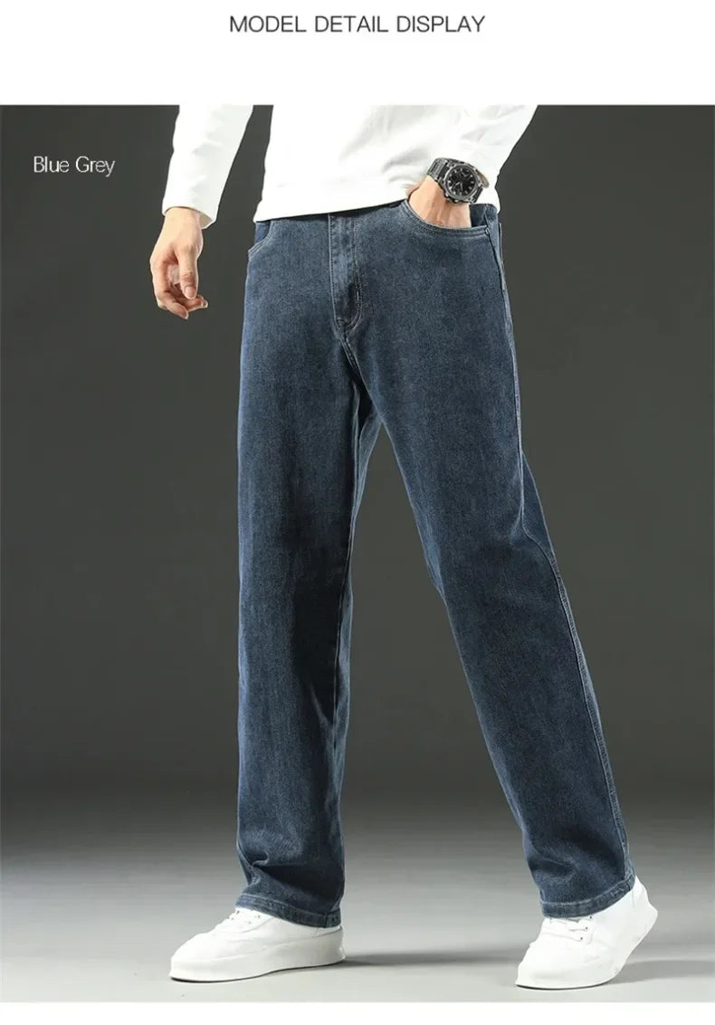 2025 New Style Y2 Spring and Autumn Loose Jeans Men's Baggy Straight Wide Leg Business Casual Pants Brand Men's Clothing