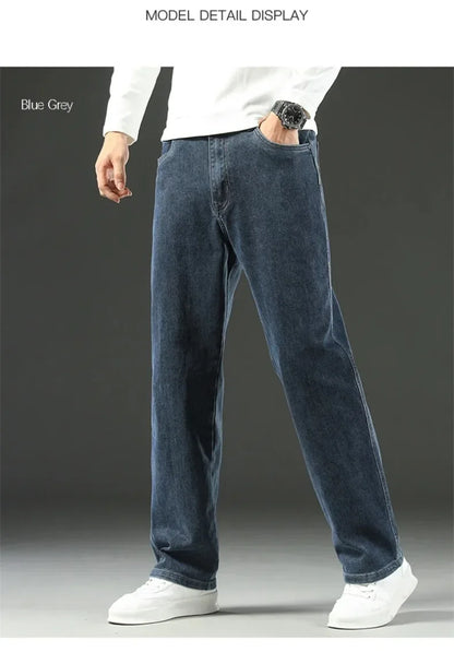 2025 New Style Y2 Spring and Autumn Loose Jeans Men's Baggy Straight Wide Leg Business Casual Pants Brand Men's Clothing