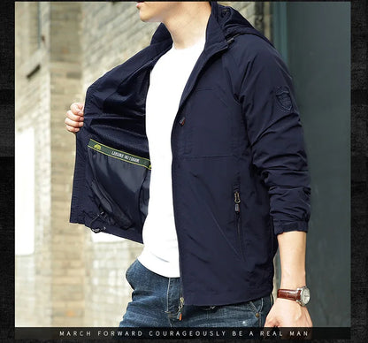 ARC Outdoor Men's, Fishing, Mountain Climbing, Traveling, Solid Color, Skiing, Camping, Waterproof and Breathable Hooded Jacket