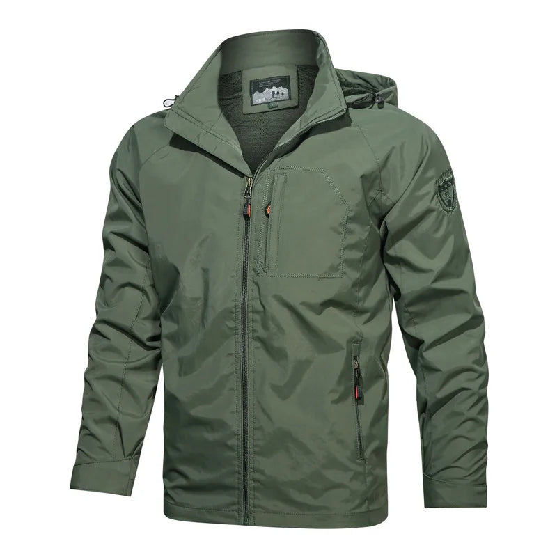 ARC Outdoor Men's, Fishing, Mountain Climbing, Traveling, Solid Color, Skiing, Camping, Waterproof and Breathable Hooded Jacket