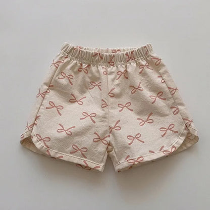 2025 Summer New Children Casual Shorts Cute Dot Plaid Floral Bow Girls Cotton Shorts Baby Boy Solid Shorts Fashion Kids Clothes