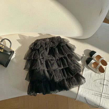 Bear Leader 2025 Summer New Girls' Half Skirt Korean Version Fashion Solid Color Cake Skirts Holiday Leisure Children's Clothing