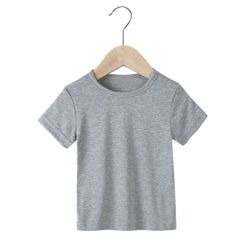 2025 Summer Breathable Kids Boy Girl T-Shirts Clothes Modal Solid Short Sleeve Tops For Infant Baby Tees Children's Clothing