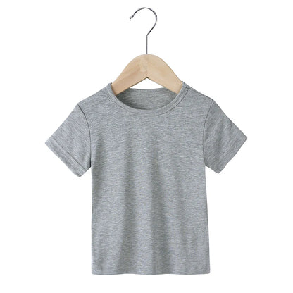 2025 Summer Breathable Kids Boy Girl T-Shirts Clothes Modal Solid Short Sleeve Tops For Infant Baby Tees Children's Clothing