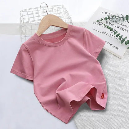 New Summer Children's T-shirts for Boys and Girls Round Neck Casual Short Sleeves for Kids Student Fashion Tops