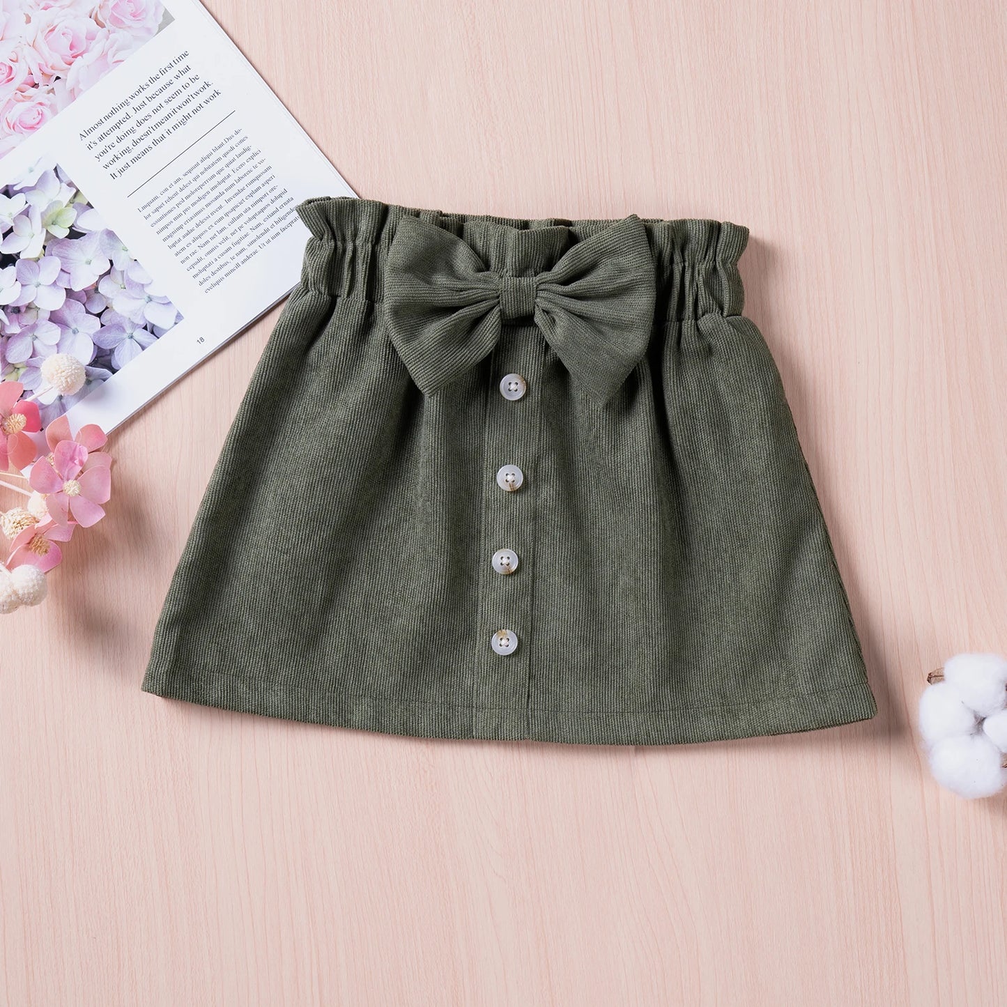 New Summer Girls Toddler Solid Colour Bustier Bow Button Design Sweet and Lovely Skirt Casual Comfortable Breathable