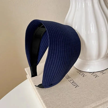 New Soft Wide Knitting Cotton Hairbands for Women Girls Korean Neutral Solid Turban with Teeth Head Band Headwear Accessories