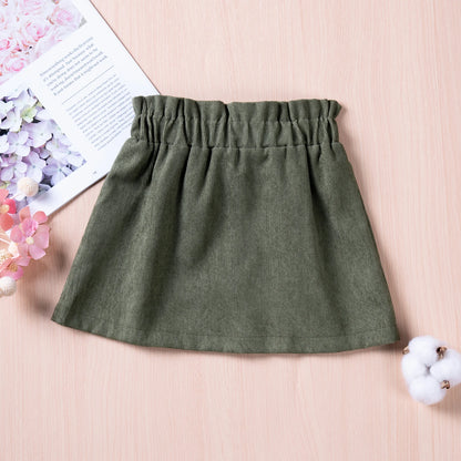 New Summer Girls Toddler Solid Colour Bustier Bow Button Design Sweet and Lovely Skirt Casual Comfortable Breathable