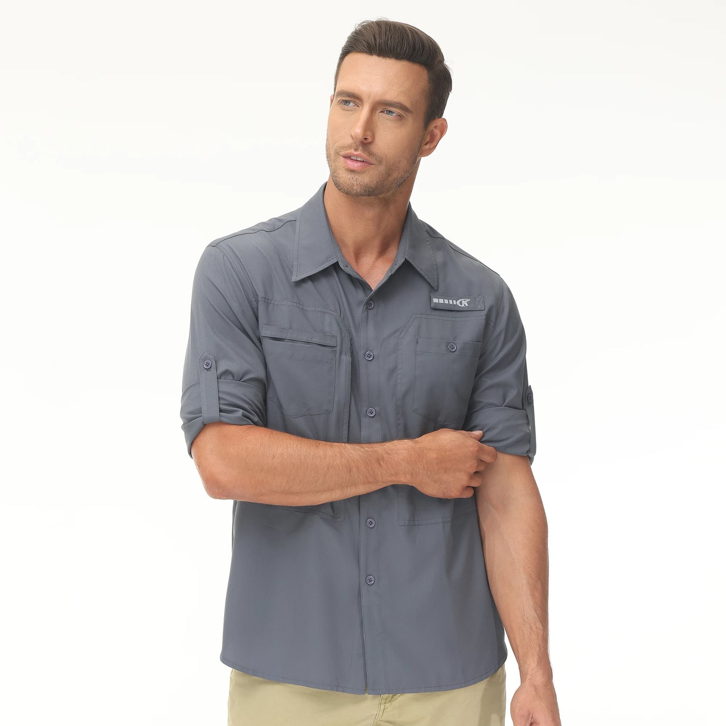 Men's UPF 50+ Casual Long Sleeve Fishing Shirts, Sun Protection Lightweight Breathable Button Down Fishing Shirt with Back Mesh