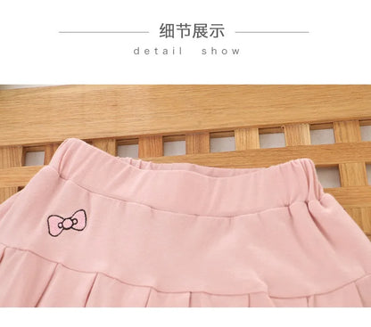 Girls Skirt 2025 New Summer Cute Sweet Solid Outer Wear Casual Simple Pleated Kids Skirt Safety Pants Design 4-10Y