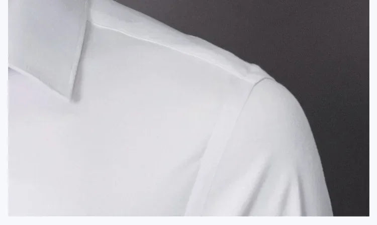 New Plus Size 8XL Men Solid Color Business Shirt Long Sleeve Shirt Fashion Classic Basic Casual Slim White Spring Autumn