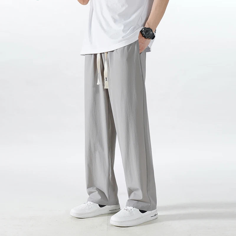 Extra Long 120cm Lce Silk Men's Pants Summer Thin 190 Tall Straight Leg Pants Men's Extended 115 Large Men's Pants