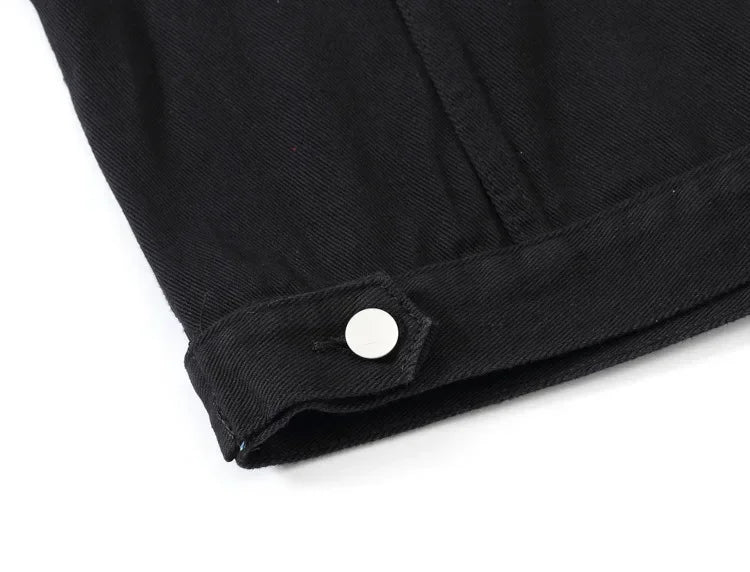 Yellow Women's Long Sleeve Jacket, Single Breasted Lapel Denim Jacket, Fashion Women's Tops Jacket Blue White Women's Coat