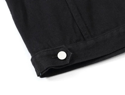 Yellow Women's Long Sleeve Jacket, Single Breasted Lapel Denim Jacket, Fashion Women's Tops Jacket Blue White Women's Coat