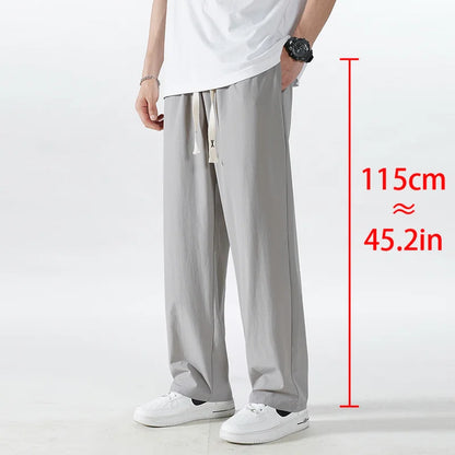 Extra Long 120cm Lce Silk Men's Pants Summer Thin 190 Tall Straight Leg Pants Men's Extended 115 Large Men's Pants