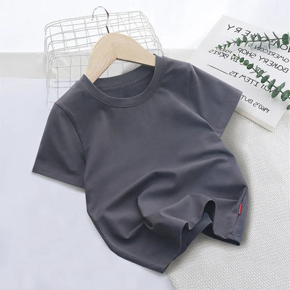 New Summer Children's T-shirts for Boys and Girls Round Neck Casual Short Sleeves for Kids Student Fashion Tops