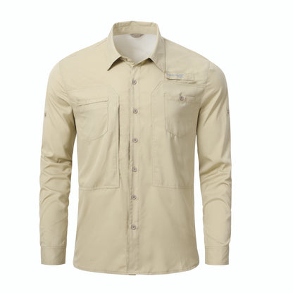 Men's UPF 50+ Casual Long Sleeve Fishing Shirts, Sun Protection Lightweight Breathable Button Down Fishing Shirt with Back Mesh