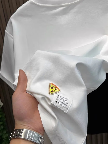 Hot Sale Summer Mens Fashion High Street Cartoon Patch Embroidery T Shirts Loose Fit Tees O Neck Short Sleeve Casual 2025 New