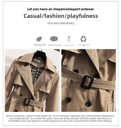 Women Fashion Trench New Coat Spring Autumn Korean Long Sleeve With Belt Jackets Solid British Style Coats Women's Chic Outwear