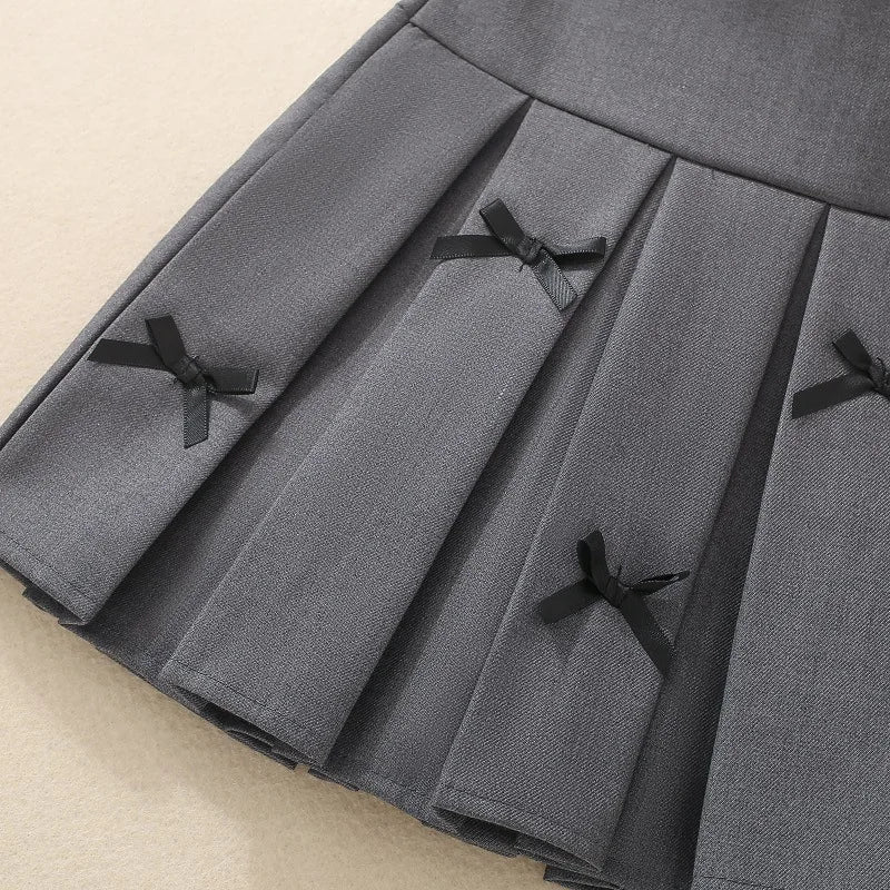 4918 Girls' Solid Color Pleated Skirt Autumn 2024 Little Girl's Skirt Korean Children's College Style Skirt