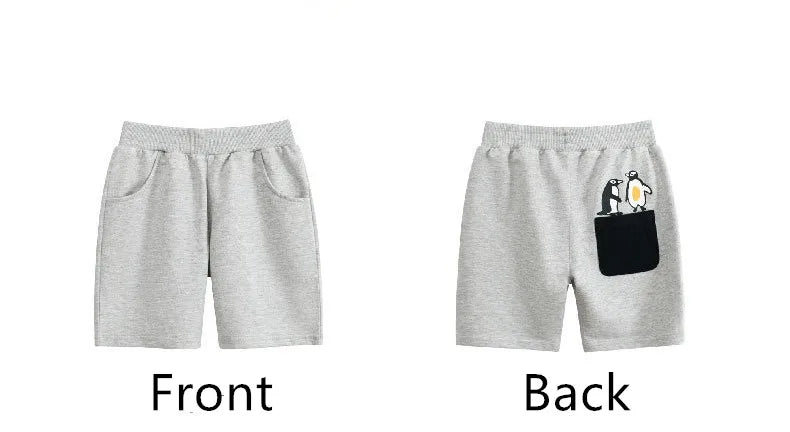 2025 Penguin Cartoon Shorts Children Boys Cute Pants 100% Cotton Sport Pants for 1 2 3 4 5 6 7 8 9 Years Baby Boys Girls