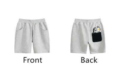 2025 Penguin Cartoon Shorts Children Boys Cute Pants 100% Cotton Sport Pants for 1 2 3 4 5 6 7 8 9 Years Baby Boys Girls