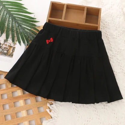 Girls Skirt 2025 New Summer Cute Sweet Solid Outer Wear Casual Simple Pleated Kids Skirt Safety Pants Design 4-10Y