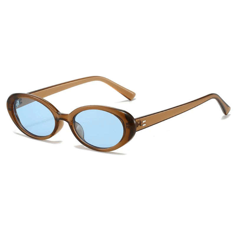 Retro Vintage Oval Sunglasses Woman 2024 Brand Designer Round Sun Glasses Men UV400 Punk Style Luxury Eyewear Female Oculus