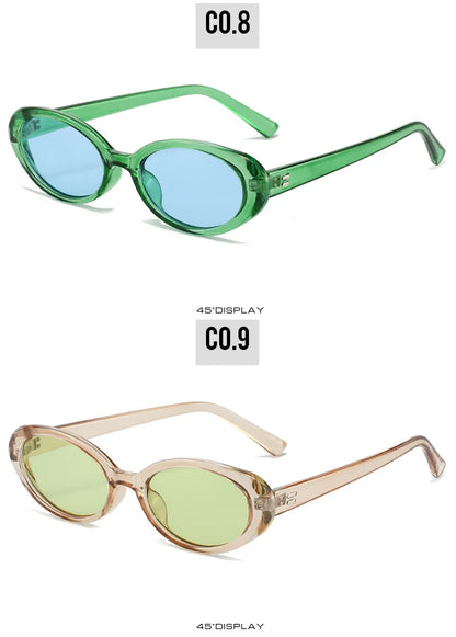 Retro Vintage Oval Sunglasses Woman 2024 Brand Designer Round Sun Glasses Men UV400 Punk Style Luxury Eyewear Female Oculus