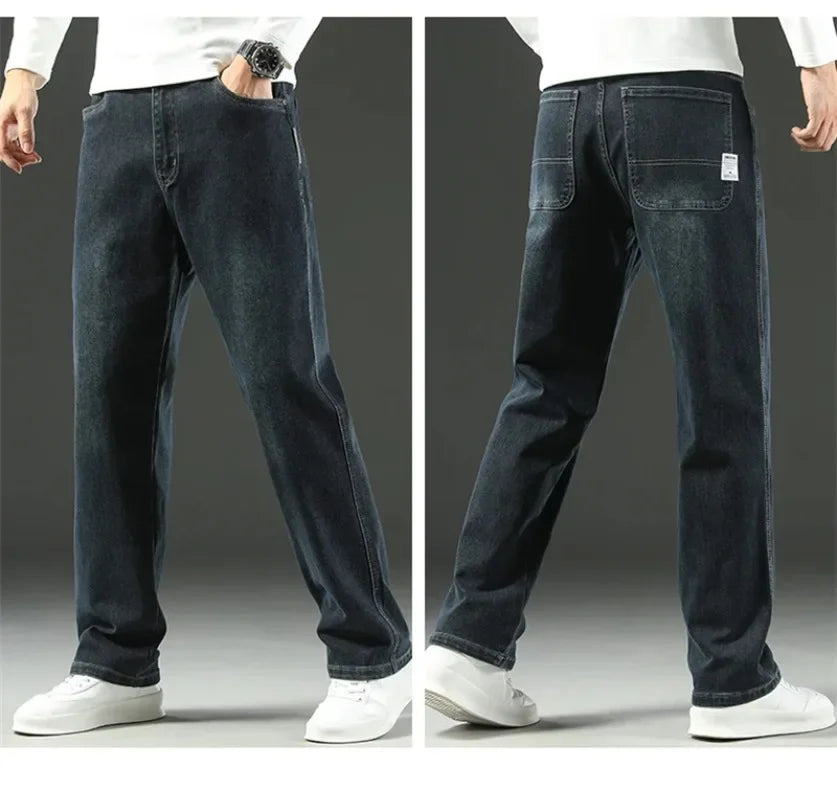 2025 New Style Y2 Spring and Autumn Loose Jeans Men's Baggy Straight Wide Leg Business Casual Pants Brand Men's Clothing
