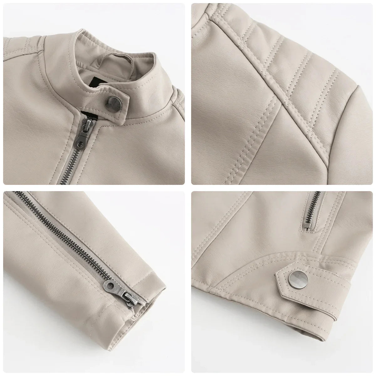 New women's leather jacket Slim jacket Thin section of the spring and autumn jacket Standing collar women's leather jacket