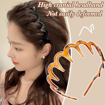 Fashion Wave Headbands for Women Solid Color Toothed Non-slip Hair Bands Girl Face Wash Sports Hairbands Hair Accessories