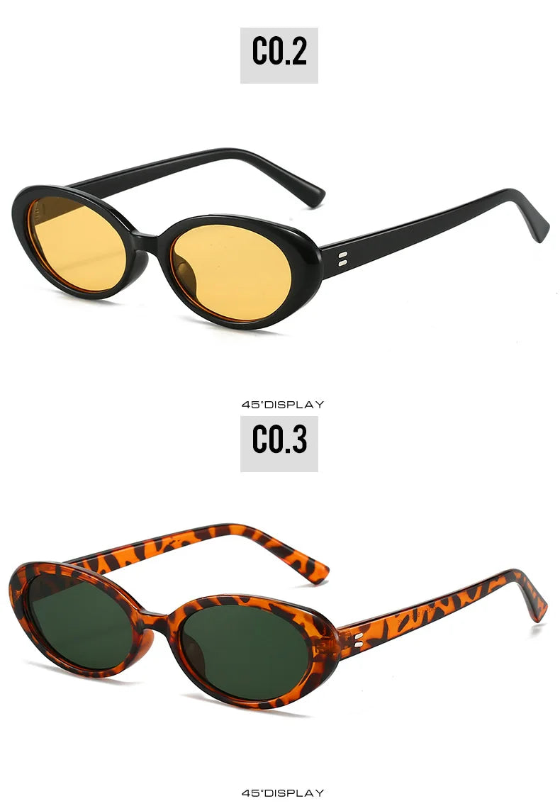 Retro Vintage Oval Sunglasses Woman 2024 Brand Designer Round Sun Glasses Men UV400 Punk Style Luxury Eyewear Female Oculus