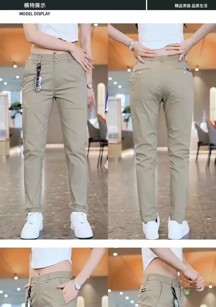 Ice Silk Men's Golf Men's Midweight Casual Pants Sports Pants Simple Design Khaki Black Slim Straight Leg Stretch Casual Trouse