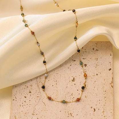 Kolmnsta Colorful Round Beads Necklace Charm Choker Bracelet Set For Women Girls Anniversary Birthday Party Gift Fashion Jewelry