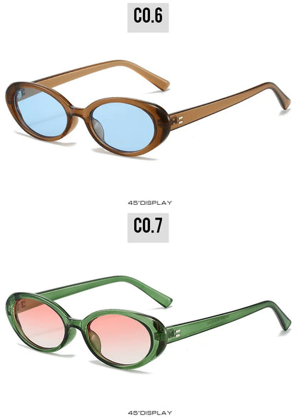 Retro Vintage Oval Sunglasses Woman 2024 Brand Designer Round Sun Glasses Men UV400 Punk Style Luxury Eyewear Female Oculus