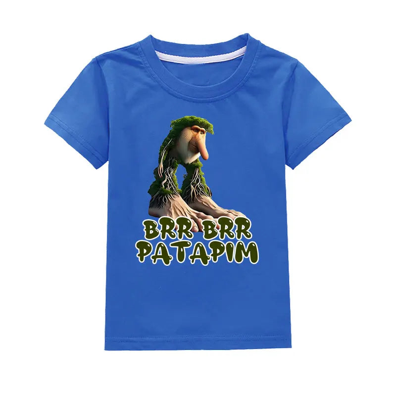 Brr Brr Patapim Italian Brainrot Tralalero Tralala Bombardiro Crocodilo Meme Kids Cotton T Shirt Summer Boys Girls Short Sleeve