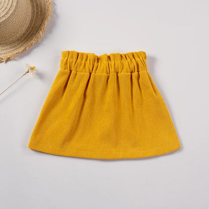 New Summer Girls Toddler Solid Colour Bustier Bow Button Design Sweet and Lovely Skirt Casual Comfortable Breathable