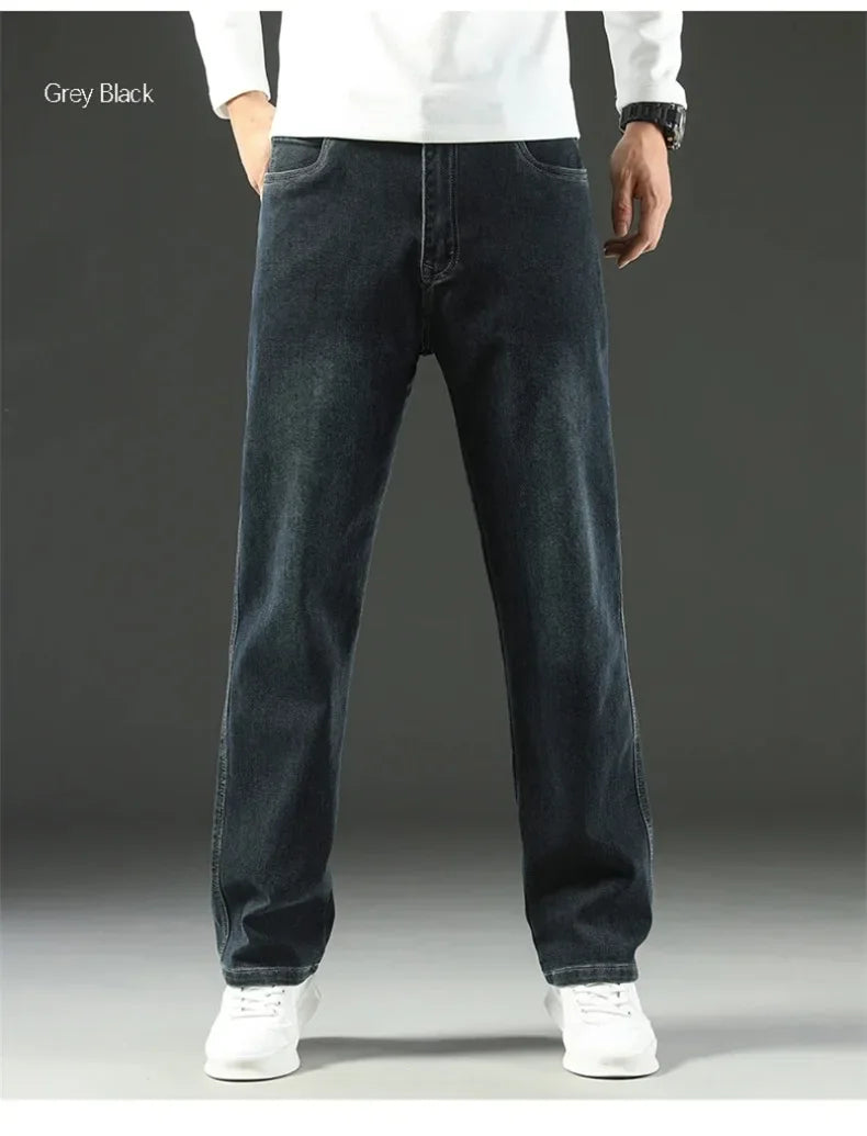 2025 New Style Y2 Spring and Autumn Loose Jeans Men's Baggy Straight Wide Leg Business Casual Pants Brand Men's Clothing