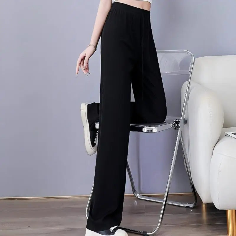 Summer Autumn Cold Feeling Fashion Solid Women Long Pants Female Loose Straight Casual Pants