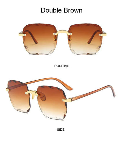 Classic Vintage Square Sunglasses Woman Gradient Mirror Frameless Sun Glasses Female Retro Fashion Rimless Sunglasses