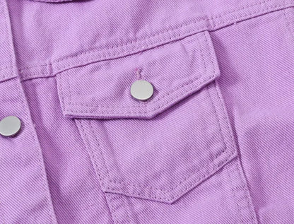 Yellow Women's Long Sleeve Jacket, Single Breasted Lapel Denim Jacket, Fashion Women's Tops Jacket Blue White Women's Coat