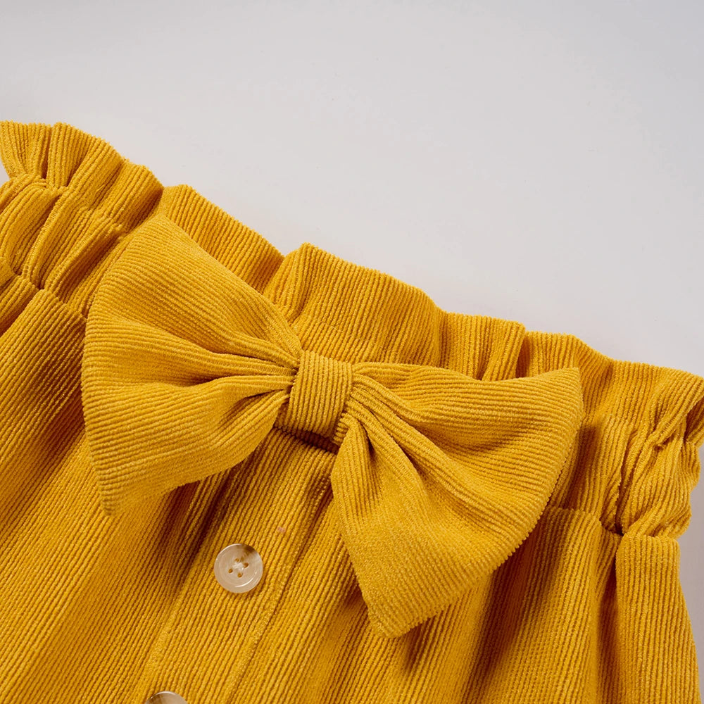 New Summer Girls Toddler Solid Colour Bustier Bow Button Design Sweet and Lovely Skirt Casual Comfortable Breathable