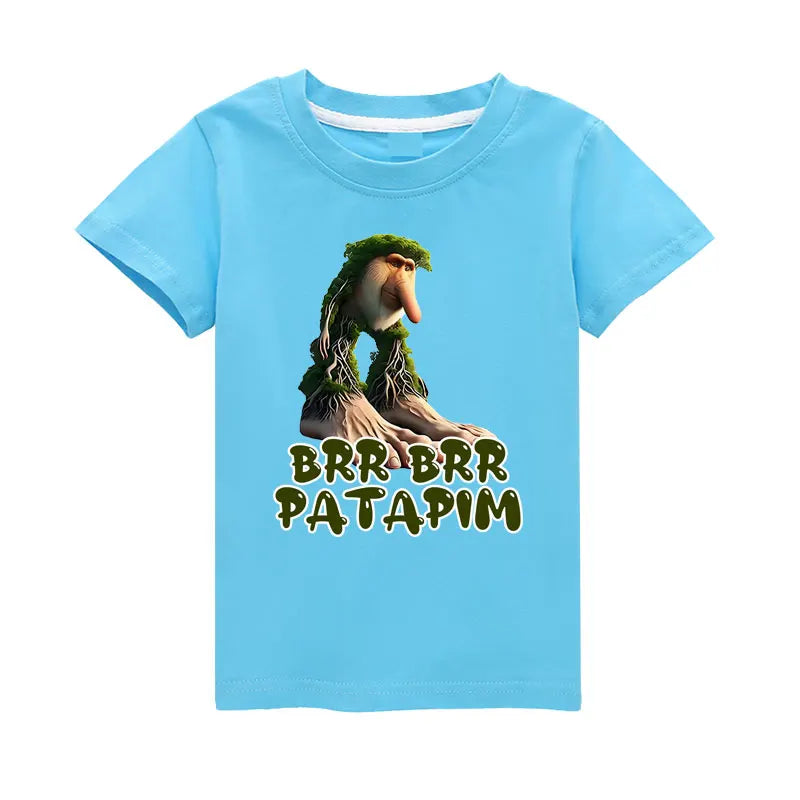 Brr Brr Patapim Italian Brainrot Tralalero Tralala Bombardiro Crocodilo Meme Kids Cotton T Shirt Summer Boys Girls Short Sleeve