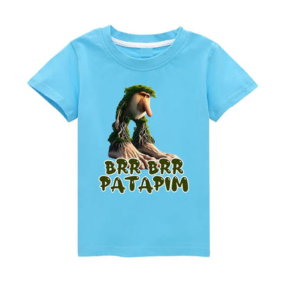 Brr Brr Patapim Italian Brainrot Tralalero Tralala Bombardiro Crocodilo Meme Kids Cotton T Shirt Summer Boys Girls Short Sleeve