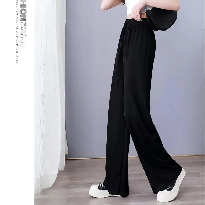 Summer Autumn Cold Feeling Fashion Solid Women Long Pants Female Loose Straight Casual Pants