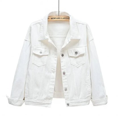 Yellow Women's Long Sleeve Jacket, Single Breasted Lapel Denim Jacket, Fashion Women's Tops Jacket Blue White Women's Coat