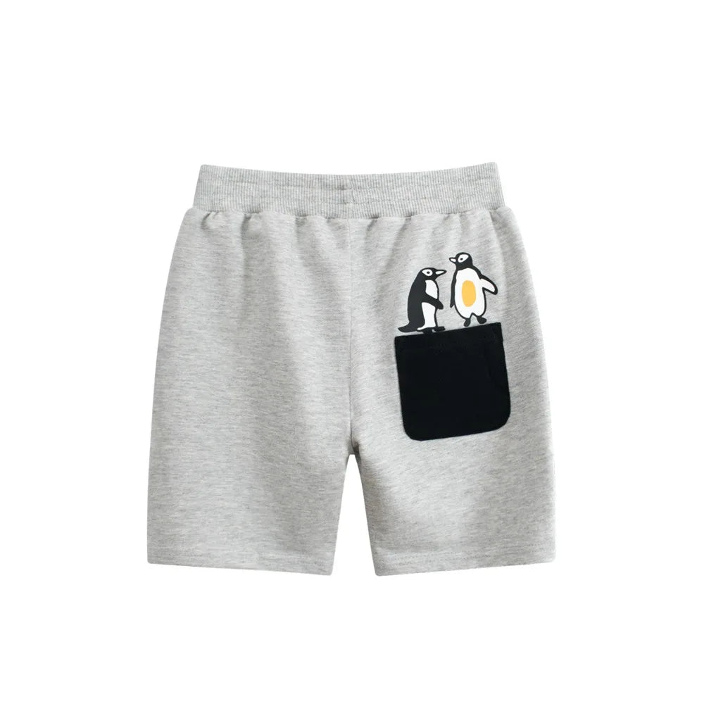 2025 Penguin Cartoon Shorts Children Boys Cute Pants 100% Cotton Sport Pants for 1 2 3 4 5 6 7 8 9 Years Baby Boys Girls