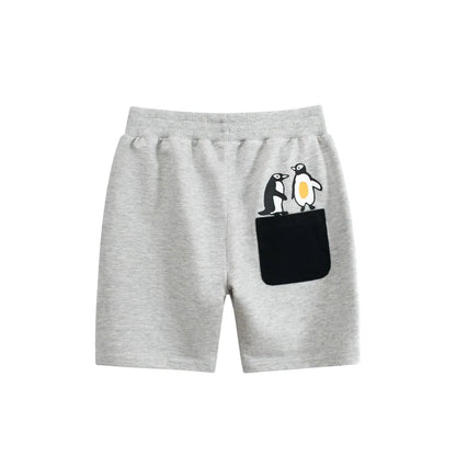 2025 Penguin Cartoon Shorts Children Boys Cute Pants 100% Cotton Sport Pants for 1 2 3 4 5 6 7 8 9 Years Baby Boys Girls